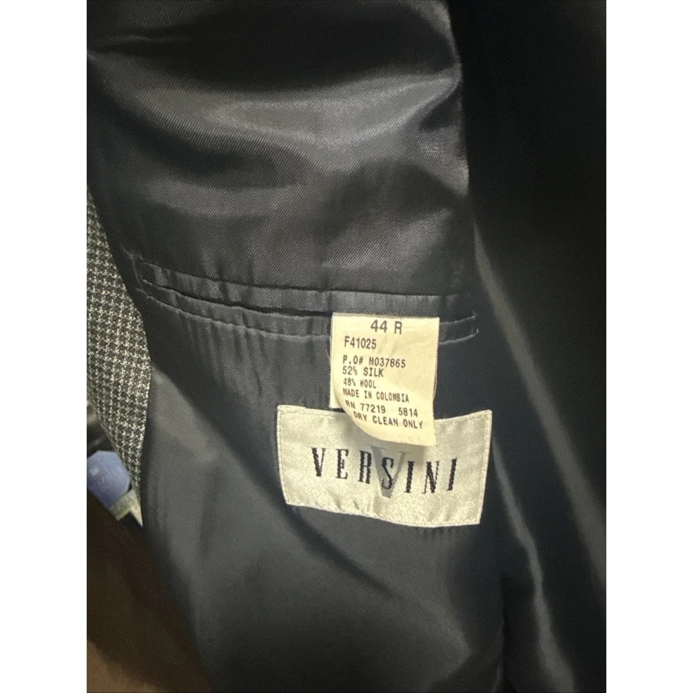 Versini‎ Mens Black Long Sleeve Notch Lapel Pockets Two-Button Blazer Size 44R